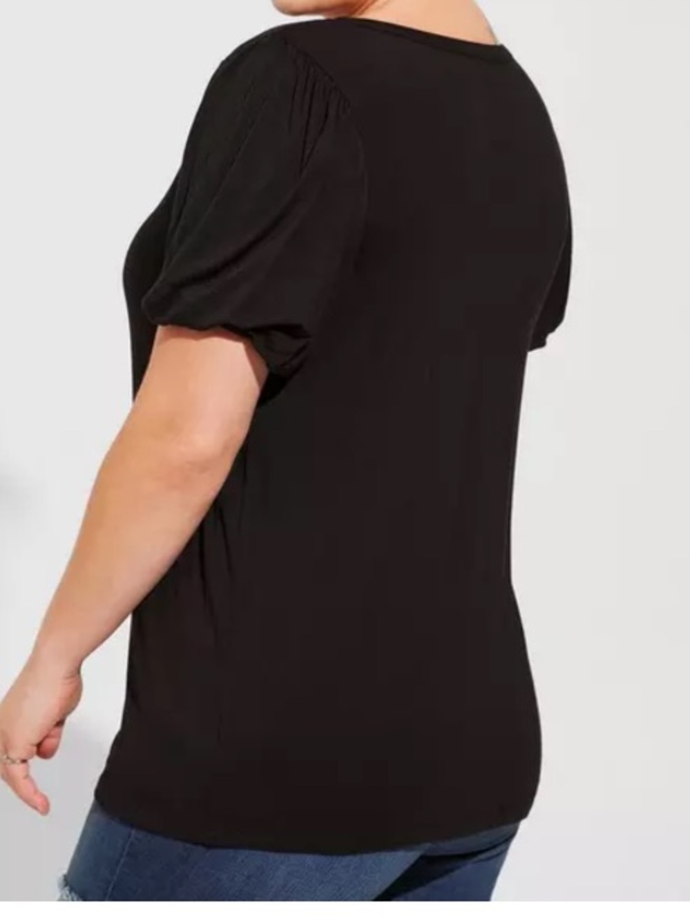 torrid Black Puff Sleeve Short-Sleeve Tee